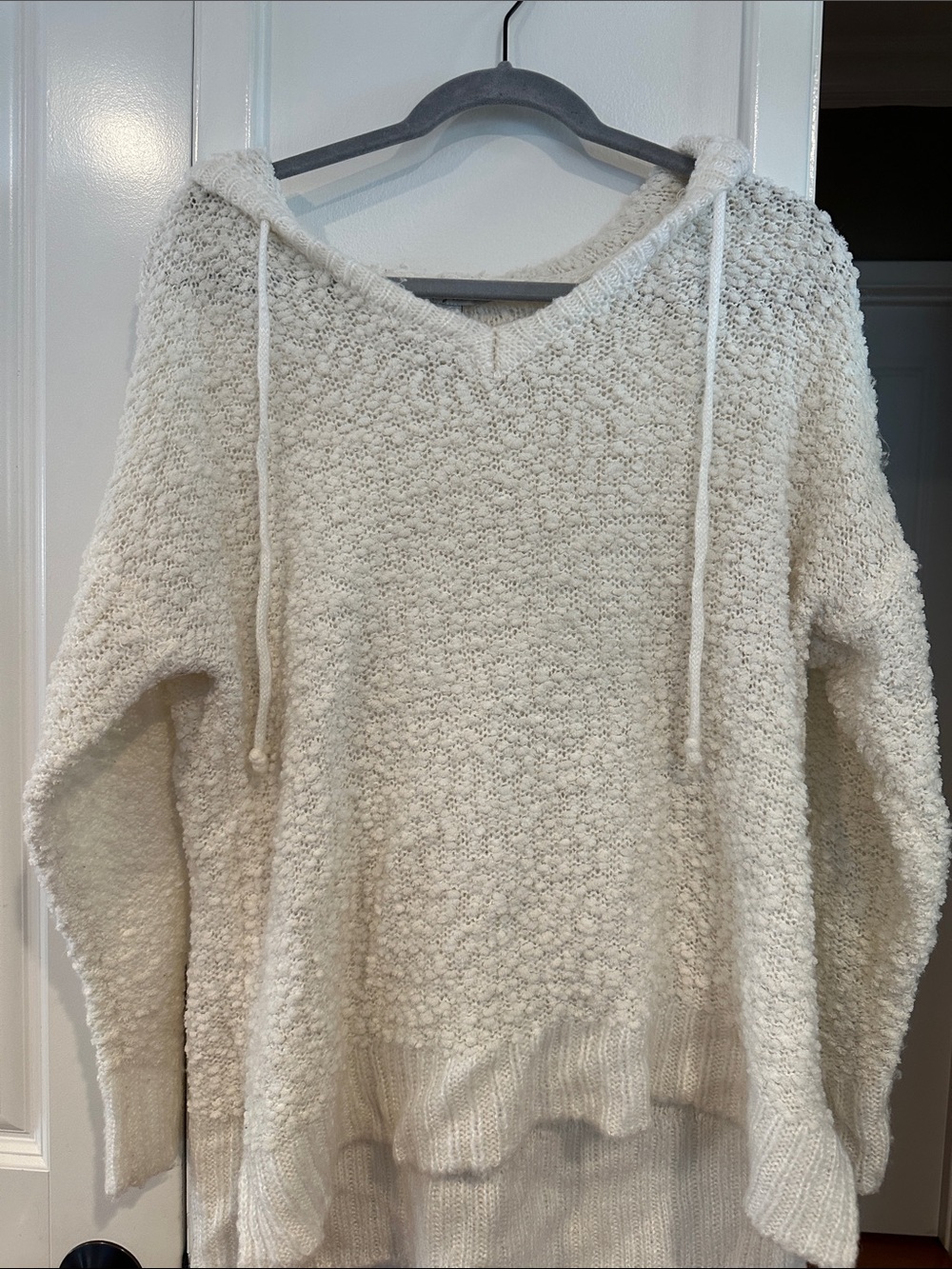 American Rag Cream V-Neck Hoodie Sweater